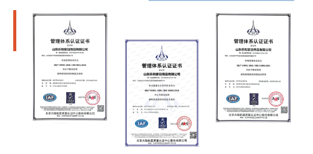 热烈祝贺山东乐和家日用品有限公司获三体系认证证书 尊龙凯时集团获双体系认证证书